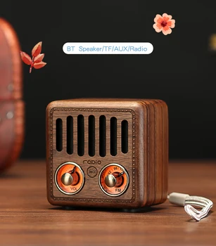 

Retro Radio Vintage Bluetooth Speaker Wooden, TF Card FM Radios Walnut with Bluetooth 5.0 Old Fashioned Classic Style, Good Bass