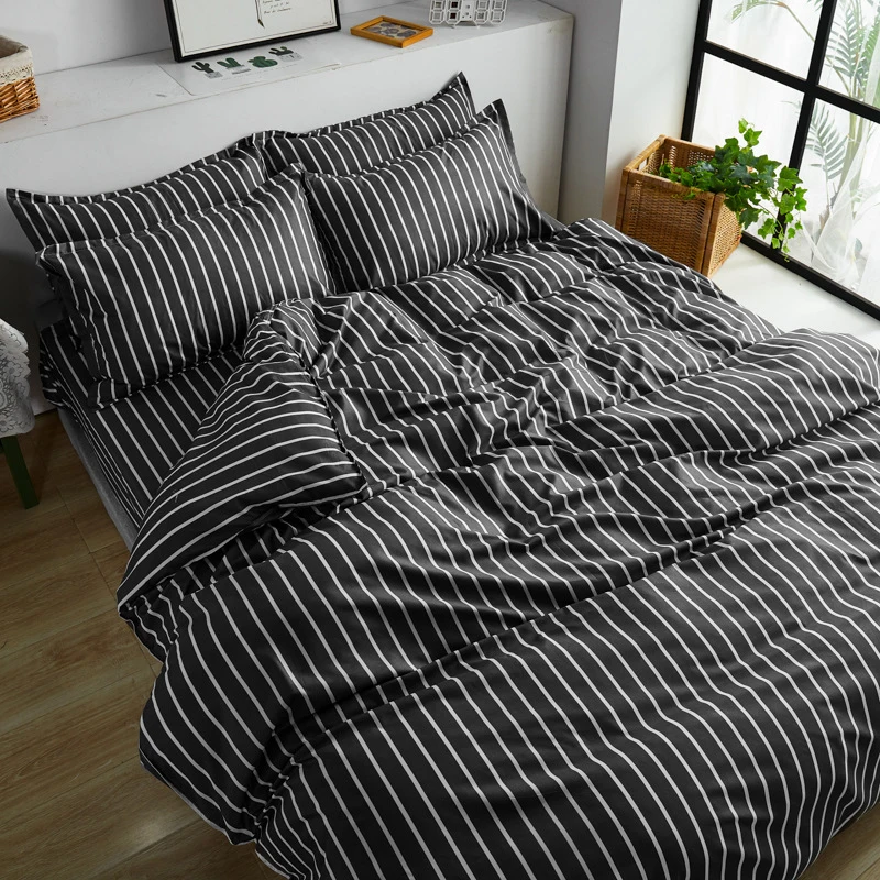 

Lattice Bed Linen 2 People Family Bedspread On The Bed Soft Striped Solid Color Duvet Cover 240x220 For Home