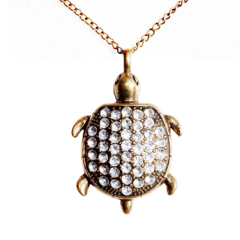 2020 New Fashion Rhinestone Vintage Sea Turtle Pendant Necklace for Women Girls Long Sweater Chain Patry Jewelry Gift | Украшения и