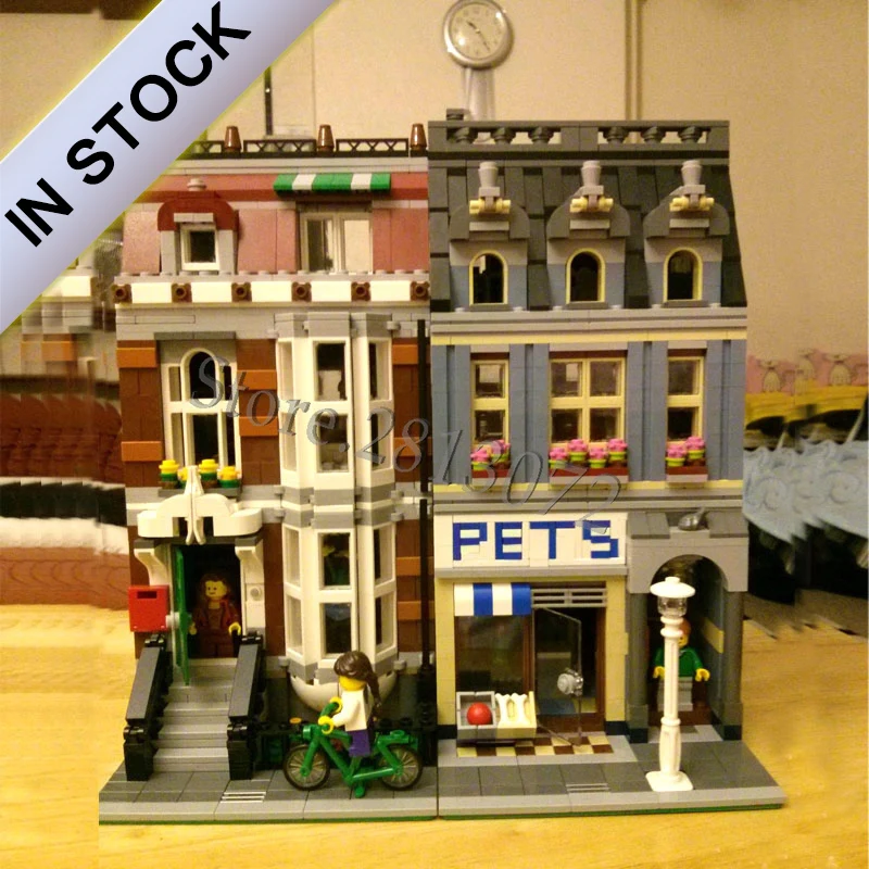 

10218 Creator Pet Shop Supermarket 15009 30015 84009 2128Pcs Street View Model Building Kits Blocks Bricks Education Toys