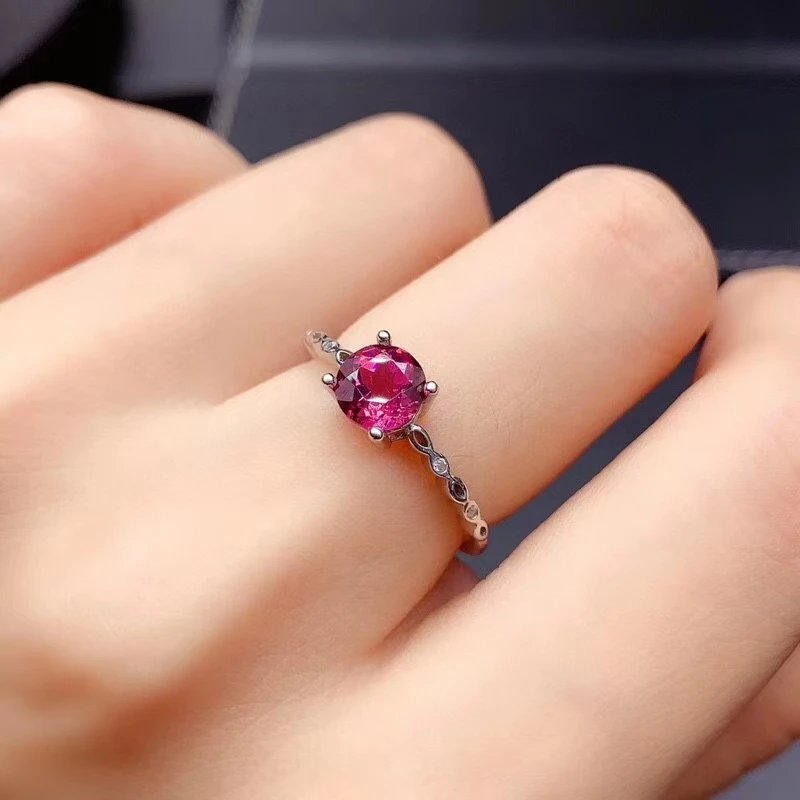 女性のためのガーネットレッドジェムストーンリング ビッグセール 新しいスタイル 良いカット 本物のシルバー 天然宝石 誕生日プレゼント 925 Rings Aliexpress