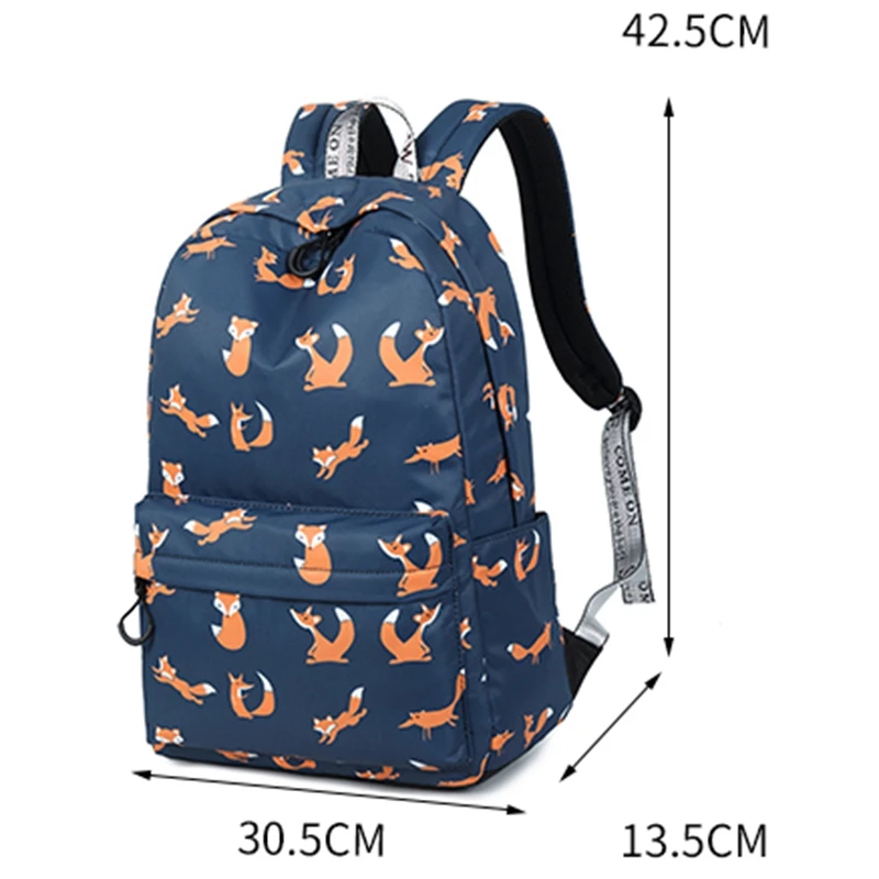 Милые школьные рюкзаки с принтом лисы, водонепроницаемая женская сумка, рюкзак для ноутбука, Женский школьный рюкзак