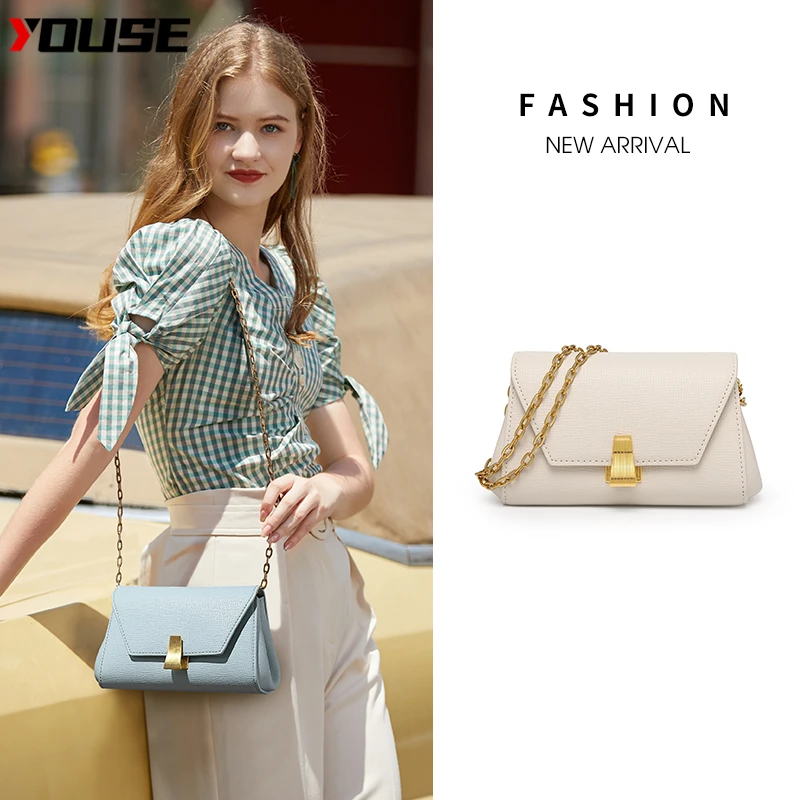 

YOUSE female bag 2020 Leather Chain Small square bag Wallet Handbag Shoulder Messenger bag Luxury Trend Atmosphere Feminine