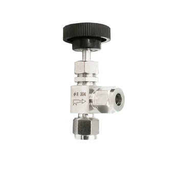 

304 Stainless Steel 6mm 8mm 10mm 12mm Double Ferrule Tube Pipe Fitting Right Angle High Pressure Shut Off Needle Valve