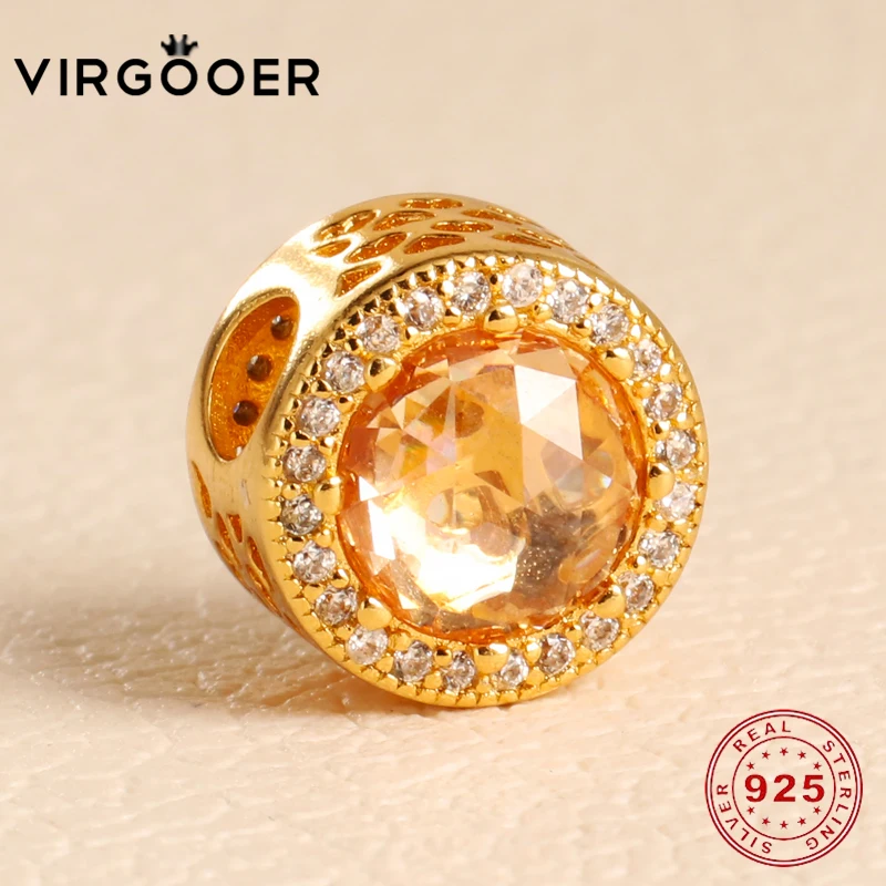 Virgooer Fit Pandora Подвески Серебро 925 Зеленый Кристалл сияющее сердце бусины для