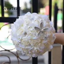 Для малышек «Подружка невесты», портбукет с цветами крем атласная роза свадебное украшение в виде свадебного букета кристаллы искусственный цветок SPH201