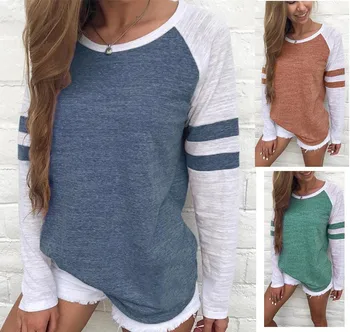 

Daily suit OWLPRINCESS The new 2019 stripe splicing long sleeve T-shirt