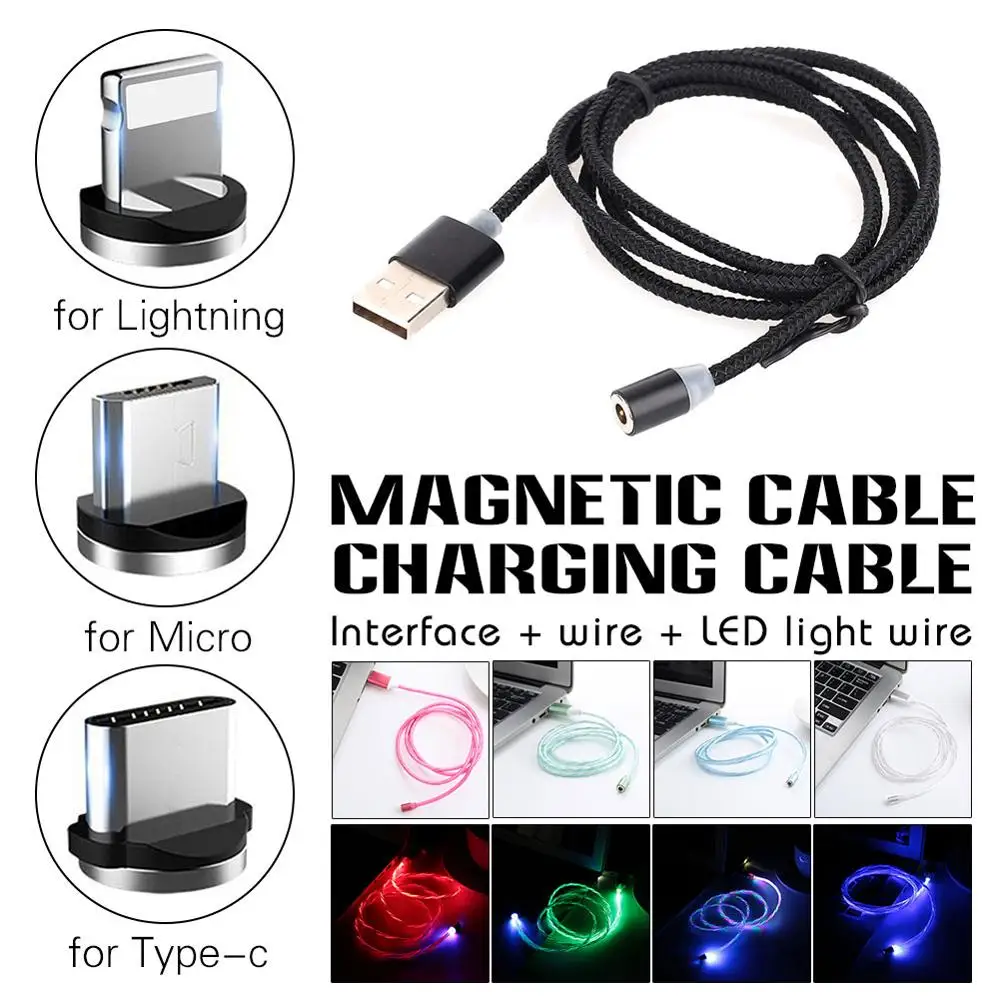 Магнитный кабель Micro usb type C для iPhone Lighting Cable 1M 2A провод для быстрого заряда type-C Магнитный зарядный кабель для телефона