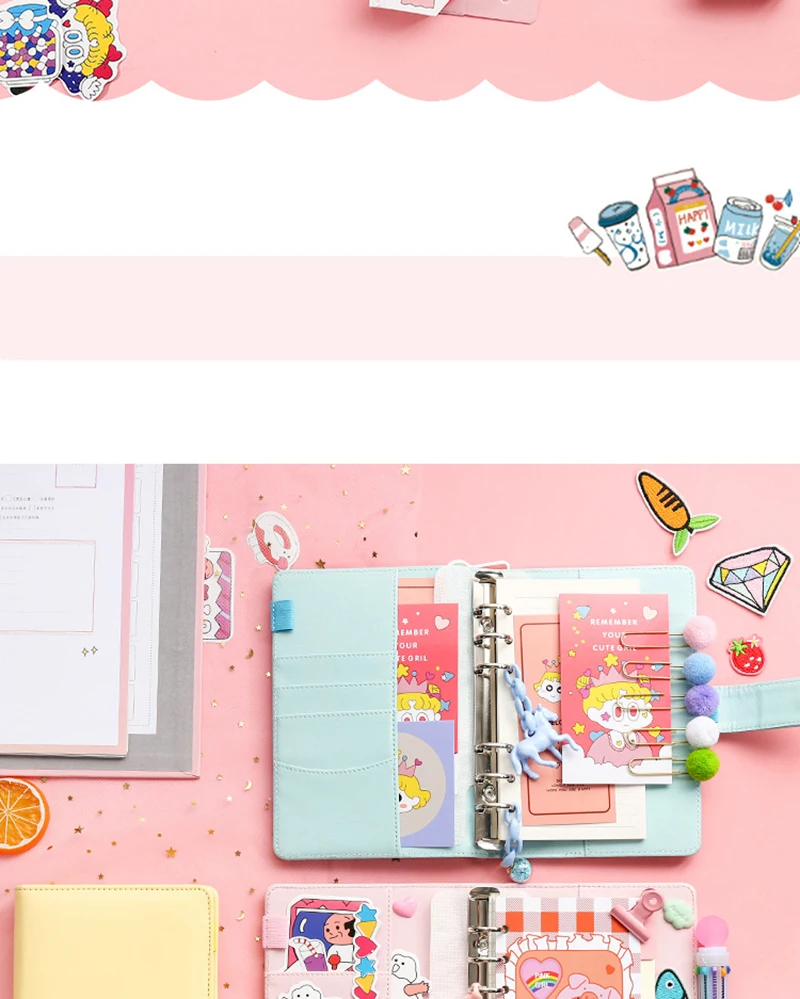 Милый розовый блокнот для девушек, студенческий милый ежедневный блокнот для женщин, планировщик путешествий, журнал, настольная книга, кредитный держатель для карт чехол, фото папка