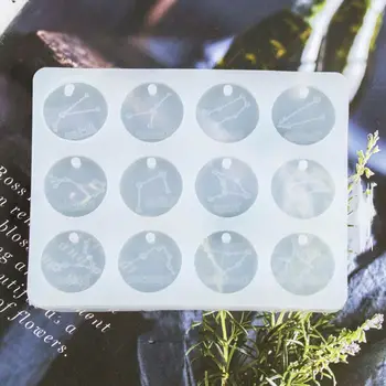 

12 Constellations Discs Pendant Epoxy Resin Silicone Mold Jewelry Making Tools R9JE
