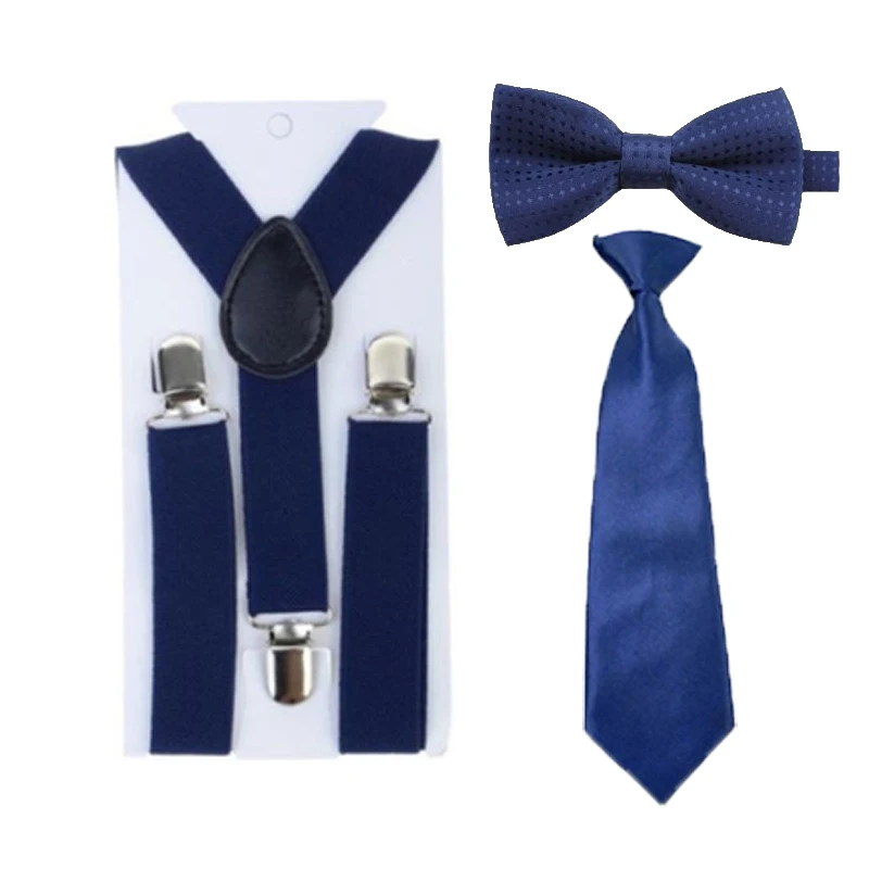 Детские темно-синие подтяжки для мальчиков и девочек, подтяжки, Y-Back, подтяжки, регулируемые галстуки, галстуки-бабочки, вечерние комплекты для детей от 1 до 8 лет, HHtr0007a10