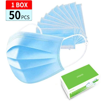 

10/50 pcs face Masks Mouth 3-Ply Safety Anti Proof Mascaras Nonwoven Elastic Earloop protective Face Masker