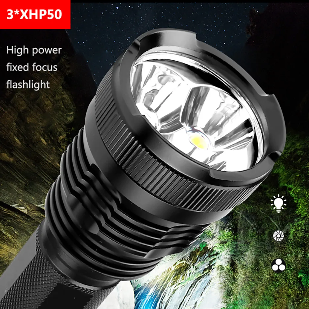 Алюминиевый XHP50x3 Открытый Ночной фонарик альпиниста водонепроницаемая лампа мощное портативное зарядное устройство в виде фонарика Велоспорт Рог светодиодный свет