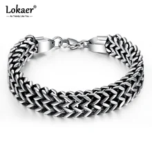 Lokaer хип-хоп/Рок титановая нержавеющая сталь двухслойные наручные браслеты цепь и ювелирные изделия с бриллиантами для мальчика OGS1015