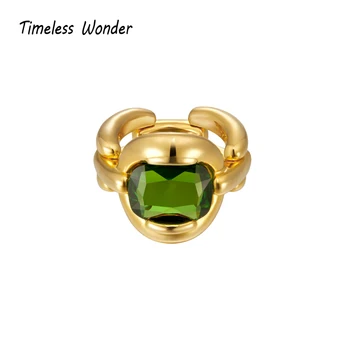 

Timeless Wonder Glam Green Crystal Cut Statement Ring Women Jewelry Gothic Boho Designer Top Punk Fancy Rock Prom Date Ins 2726
