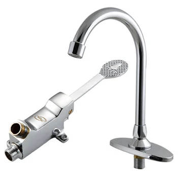 

Single Floor Foot Pedal Control Switch Valve Faucet Basin Sink Tap Water Kitchen Bathroom Accessories Automatic Cold Water Tap
