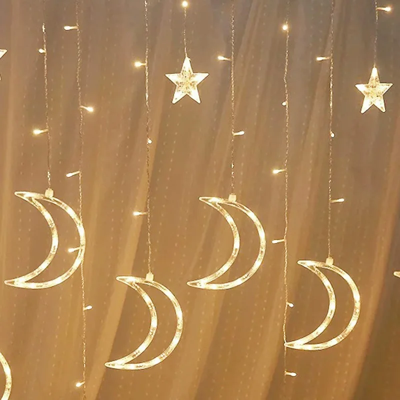 

2019 New Style Bunk Bed Not Moon And Stars Curtain Lights Wedding Decorative Props Lamp LED Room Decorative Lights Colorful Ligh