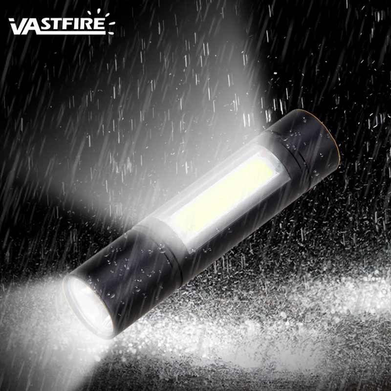 

2000lm Built In Batttery Mini Flashlight Q5 & Cob Led Zoom Aluminum 4 Modes Torch Rechargeable Lantern Flashlight