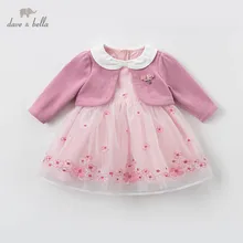 DBM13675 нижнее белье в стиле бренда dave bella/весна, сказочное детское платье для девочек, платье принцессы с цветочным рисунком и бантом, Сетчатое платье, детское модное праздничное платье для маленьких детей в стиле "Лолита", одежда