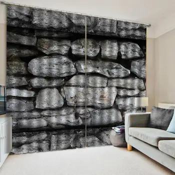 

Custom 3D Stone Polyester Windows Curtains Thin for Kid Adults Living Room Bedroom Kitchen Curtains Drapes Dropship