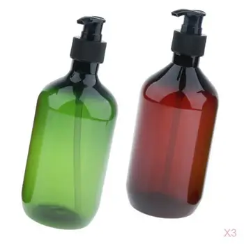 

6 Pieces 500ml Empty Refillable Shampoo Pump Bottles Dispenser Container for Liquid Lotion
