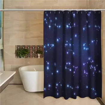 

Constellation Hotel Quality Polyester Shower Curtain Realistic Celestial Gemini Leo Pisces Sagittarius Galactic Shower and