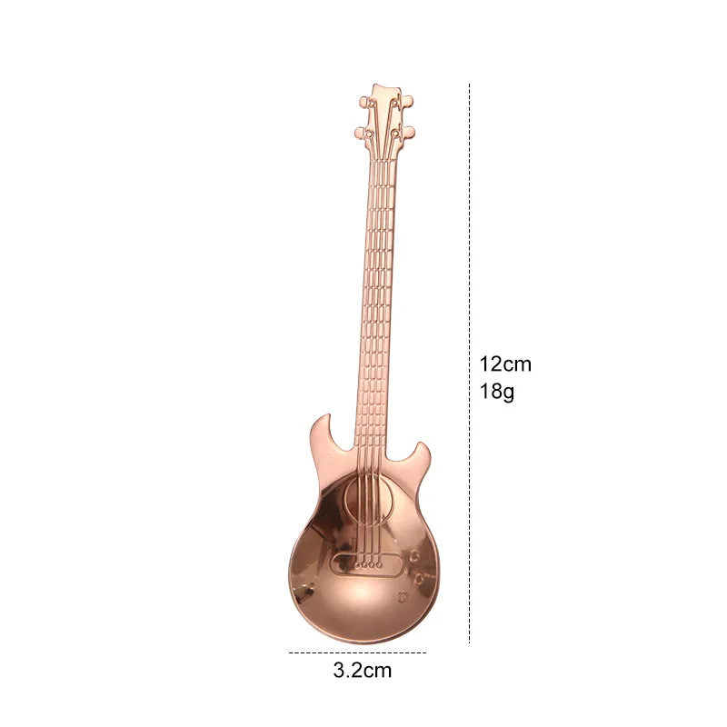 

Durable Cartoon Guitar Milk Stainless Steel Spoon Coffee Ice Cream Tea Spoon Hot