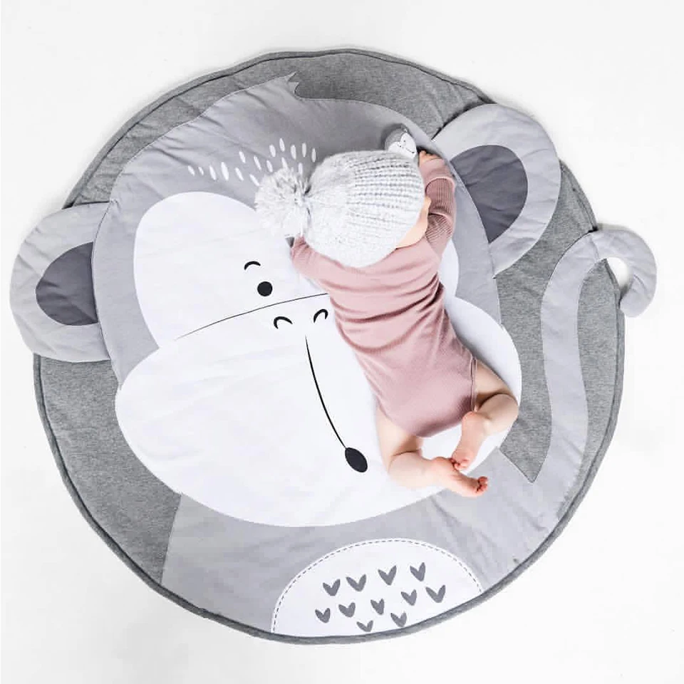 Детский игровой коврик мультфильм коврик для животных новорожденных ползание младенца одеяло для Детская комната Декор хлопок Круглый Пол коврик, мат
