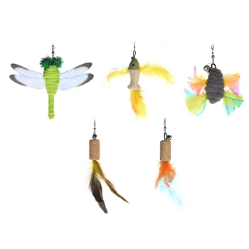 

5pcs Cat Teaser Refill Feather Pet Kitten Cat Teaser Replacement Refill Feather for Cat Rod Wand Stick Feather Pet Catcher Toy