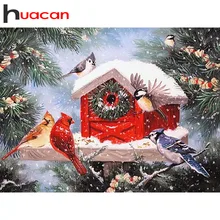 Huacan зимние Алмазная вышивка с птицей, вышитая бисером Набор Алмазные фон для фотографий с квадратные камни Алмазная вышивка полный набор искусства