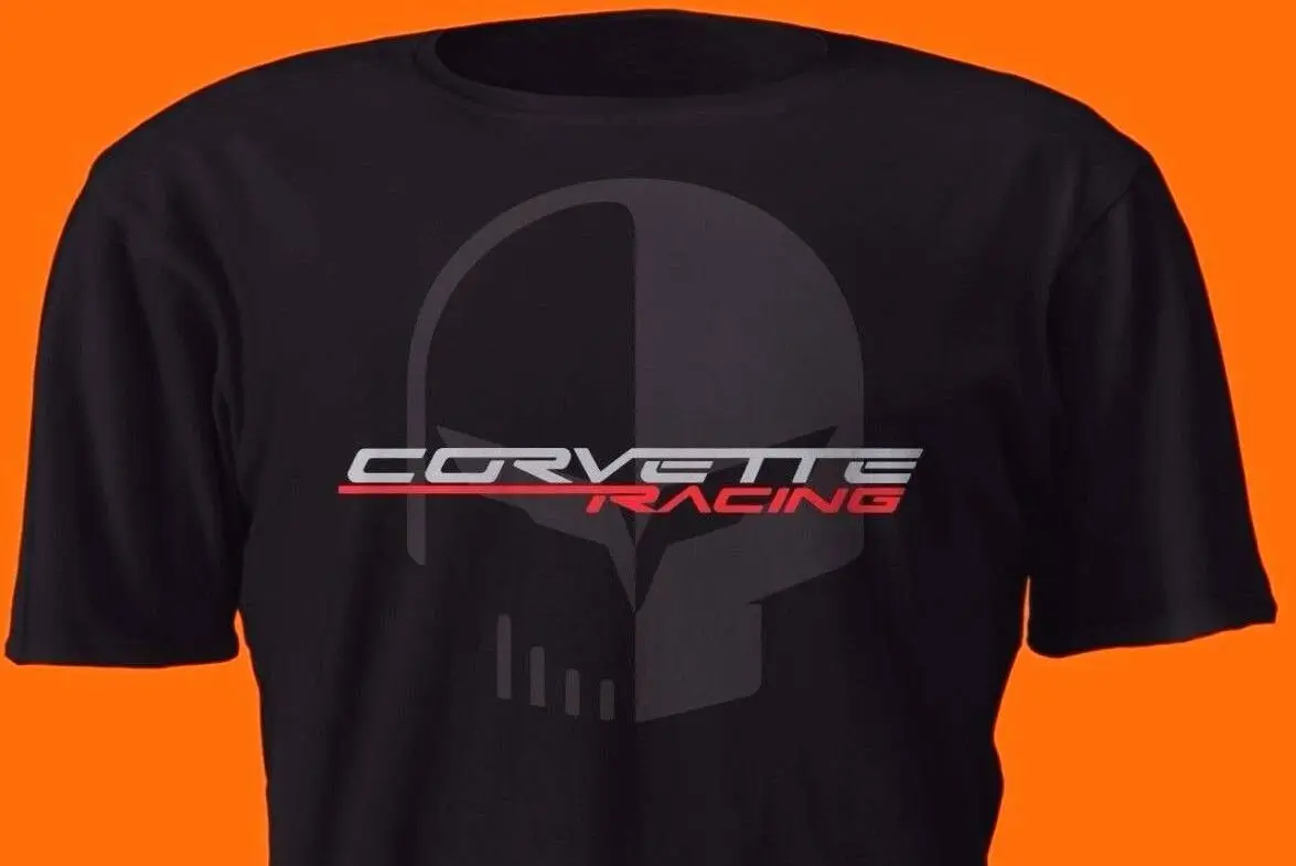 

Chevrolet Corvette Jake Skull Cotton Shirt Red And Silver Over Black | Z06 C6 C7
