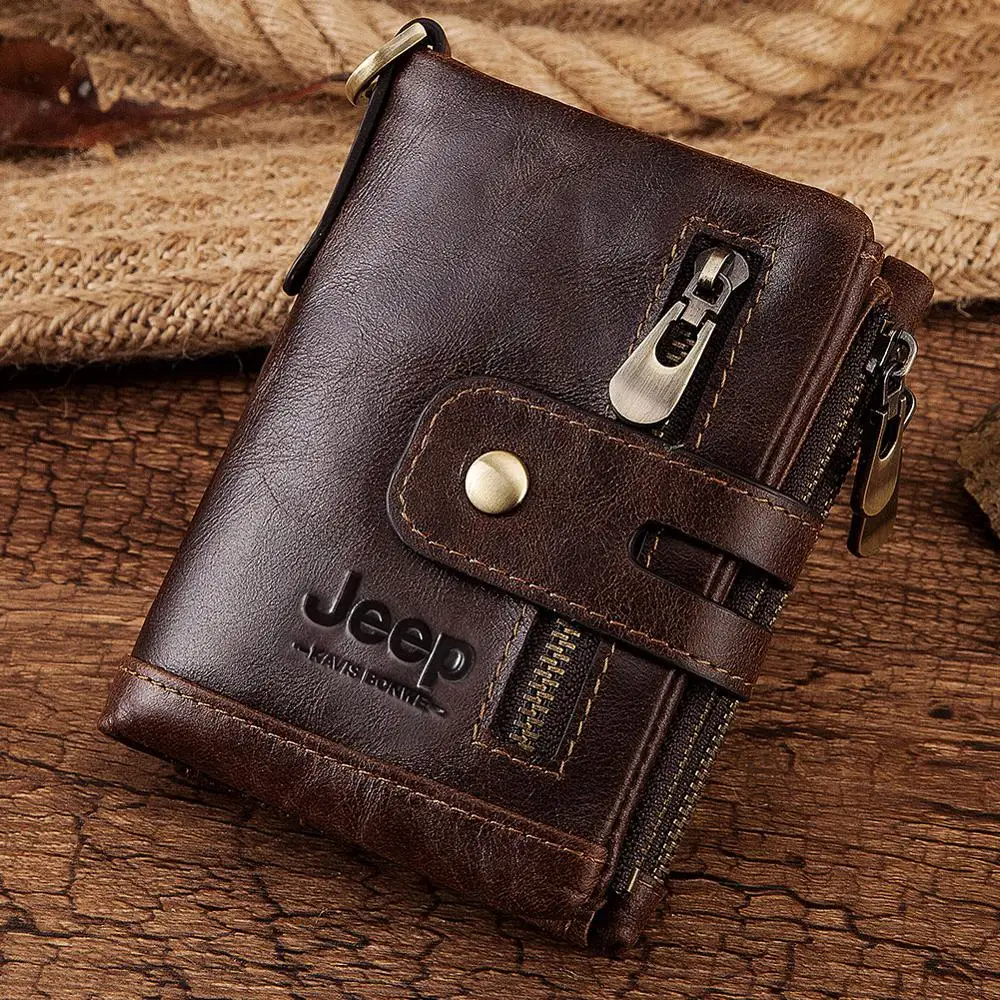 Vallet-cartera de piel auténtica para hombre, monedero pequeño, tarjetero, portatarjetas, portafolio, Portomonee, nuevo