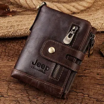 

New men vallet genuine leather wallet for men Coin Purse Small walet Card Holder Chain PORTFOLIO Portomonee Male portfel damski