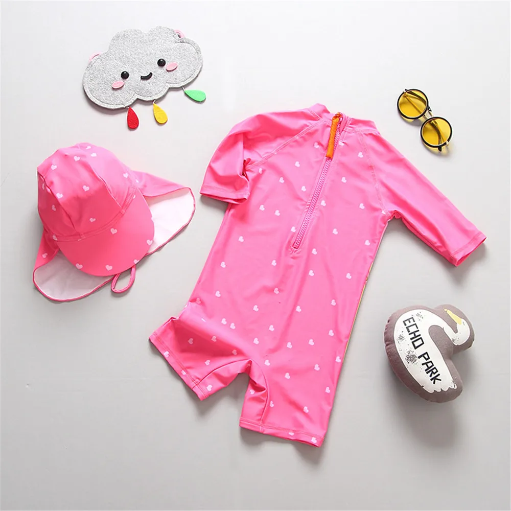 Детский слитный купальник для девочек Kawaii/маленький желтый утенок, Цельный купальник для серфинга Одежда для купания для маленьких девочек