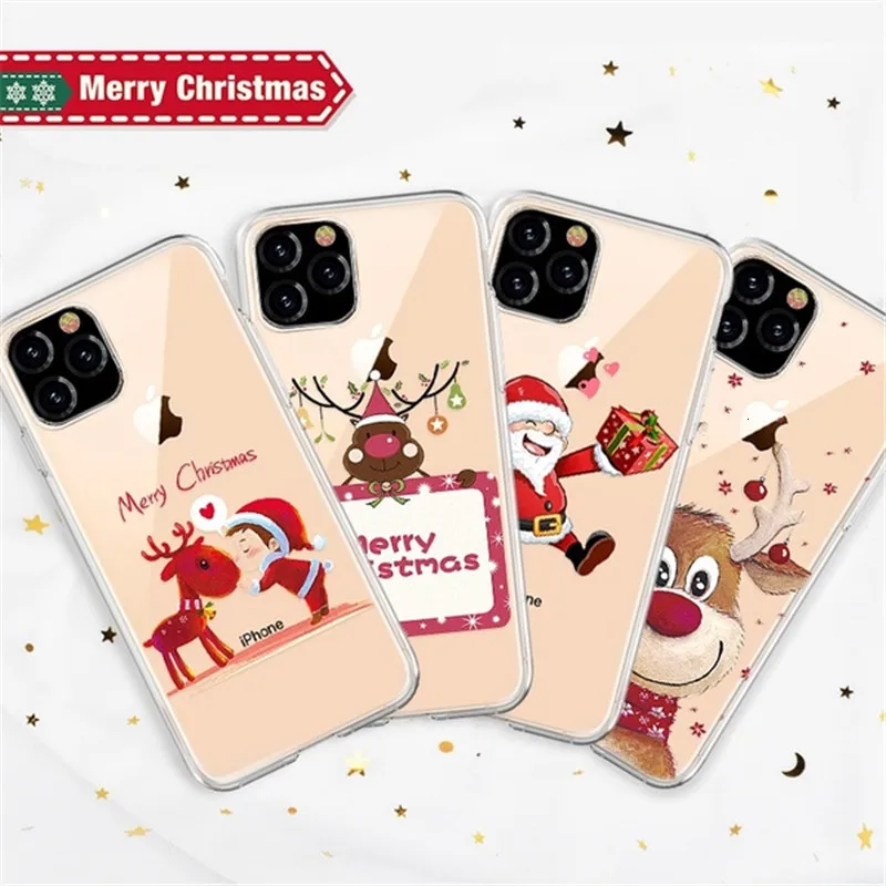 Onevan Прозрачная основа анимированных чур для iPhone XR XS 11 Pro Max X 6 6s 7 Plus Санта Клаус Рогатка мягкий силиконовый