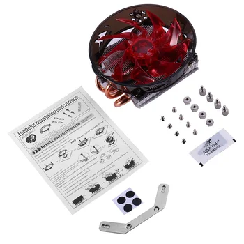 

LESHP Ultra Low Profile Durable CPU Cooler Hydraulic Overclocking CPU Fan 2200 RPM Plastic Transparrent Red Air Cooling Fan Box