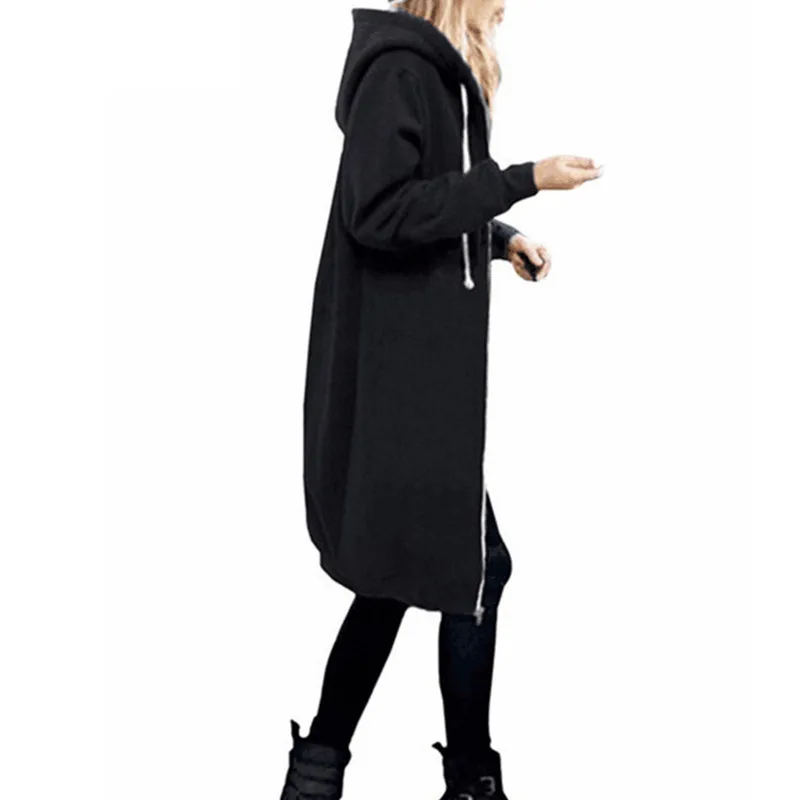 5XL осень зима куртки женские пальто плюс размер сплошной цвет кардиган куртки женская верхняя одежда повседневное пальто с карманами одежда с капюшоном