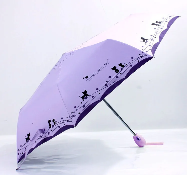 Ультралегкий зонт от солнца, дождевой зонт для женщин, цветов и кошек, ветрозащитный дождевой зонт, Автоматический Складной Зонтик для женщин