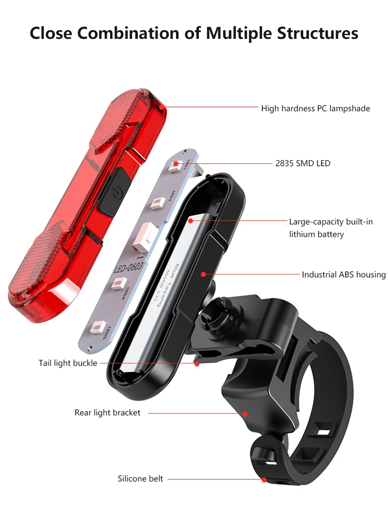 Bike Light Waterproof Bicycle Safety Warning Light Bicycle Tail Light 2835 SMD Bike Rear Light Cycling Light Bike Accessories