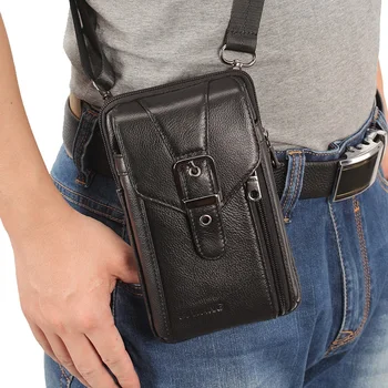 

JIWANG Leather Crossbody Bag Waist Bag Fashion Shoulder Bag Chest Bag Travel Handbag Belt Bag Mobile Phone Bag