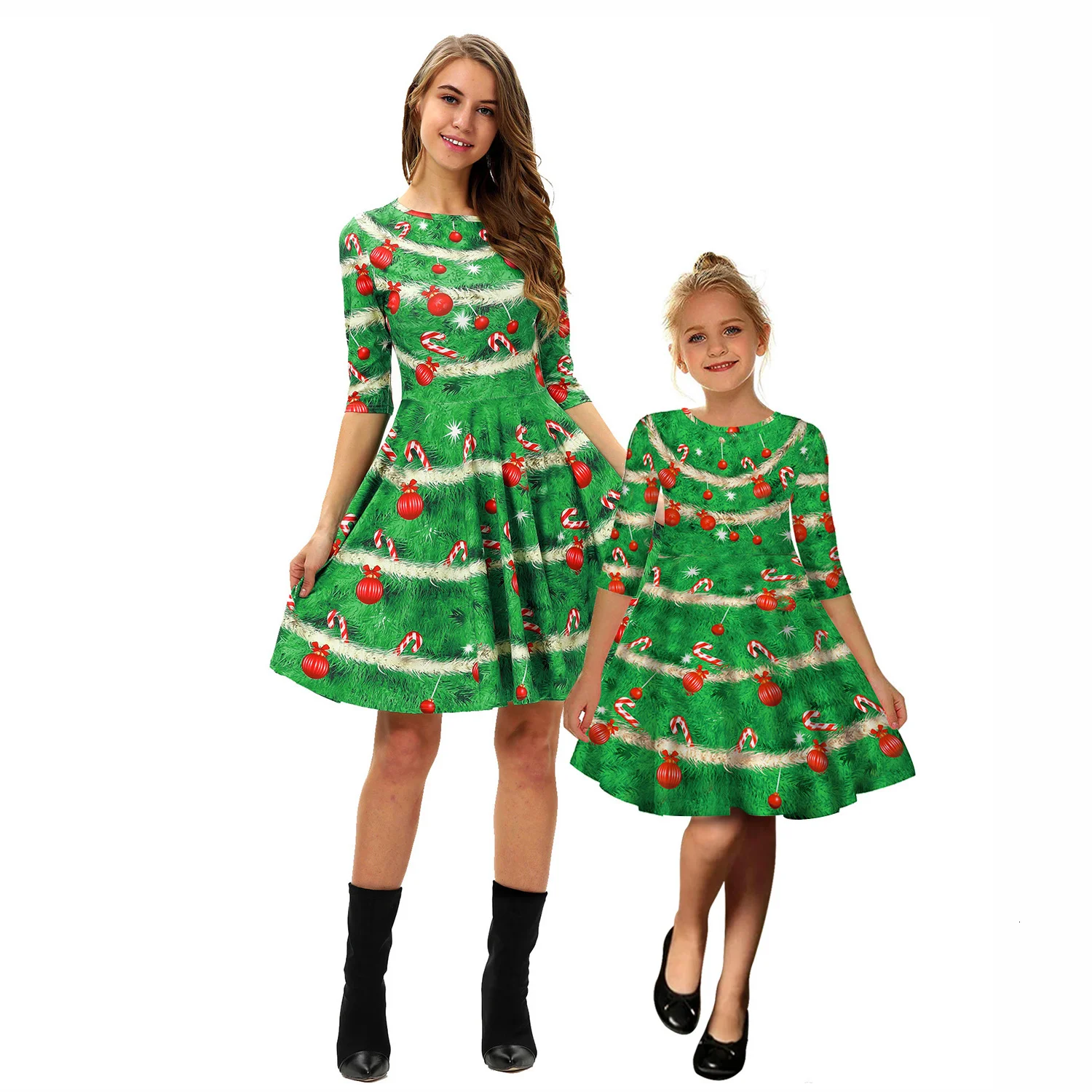 

Christmas dresses mother daughter mommy and me clothes family matching outfits look women girls mom mum and baby dress clothing