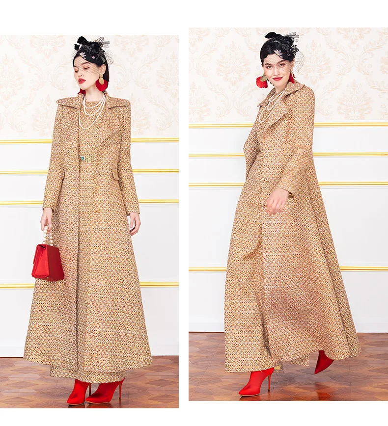 Осенне-зимнее длинное женское пальто с отложным воротником в британском стиле, винтажная ветровка, длинное пальто, пальто, большие размеры, M-4XL