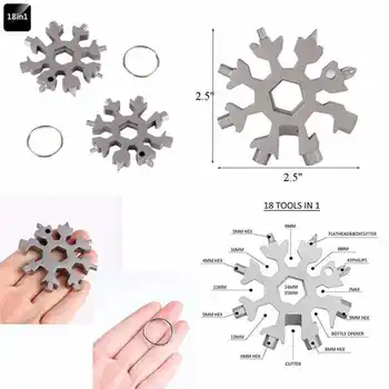 

18 In 1 Multi Tool Stainless Steel Snowflake Shape EDC Flat Cross Screwdriver