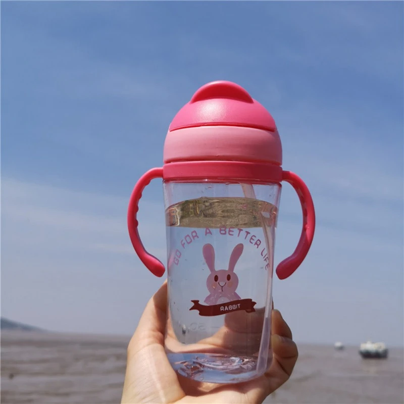 Милые Детские Обучающие бутылки для питьевой воды для новорожденных, непротекающая чашка для кормления с ручками