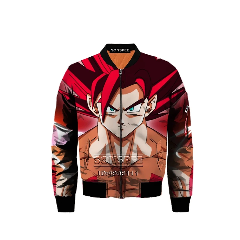 SONSPEE Dragon Ball Супер Saiyan 3D принт для мужчин и женщин Зимняя Толстая крутая куртка-бомбер летная куртка с длинным рукавом негабаритных топов