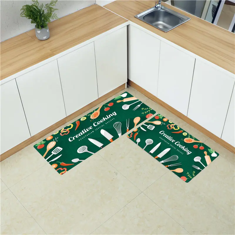 

Creative Long Kitchen Mat Carpet PVC Soft Leather Floor Mats Large Floor Carpets Entrance Doormat Oil-proof Non-slip Kitchen Rug