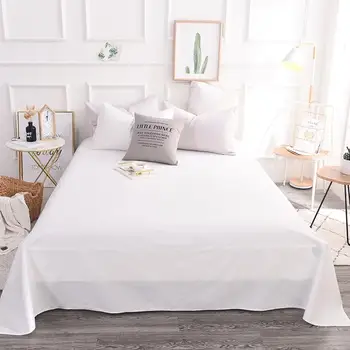 

50 Cotton Pure Color Flat Sheet Bedding Set Bed Linens Fitted Sheet Queen/ King Size Gray Black White Bed Set40