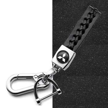 

Car-Styling 3D Metal Braided rope Auto Logo Keychain Key Chain Key Rings For Mitsubishi asx lancer pajero 4 outlander 3 xl l200