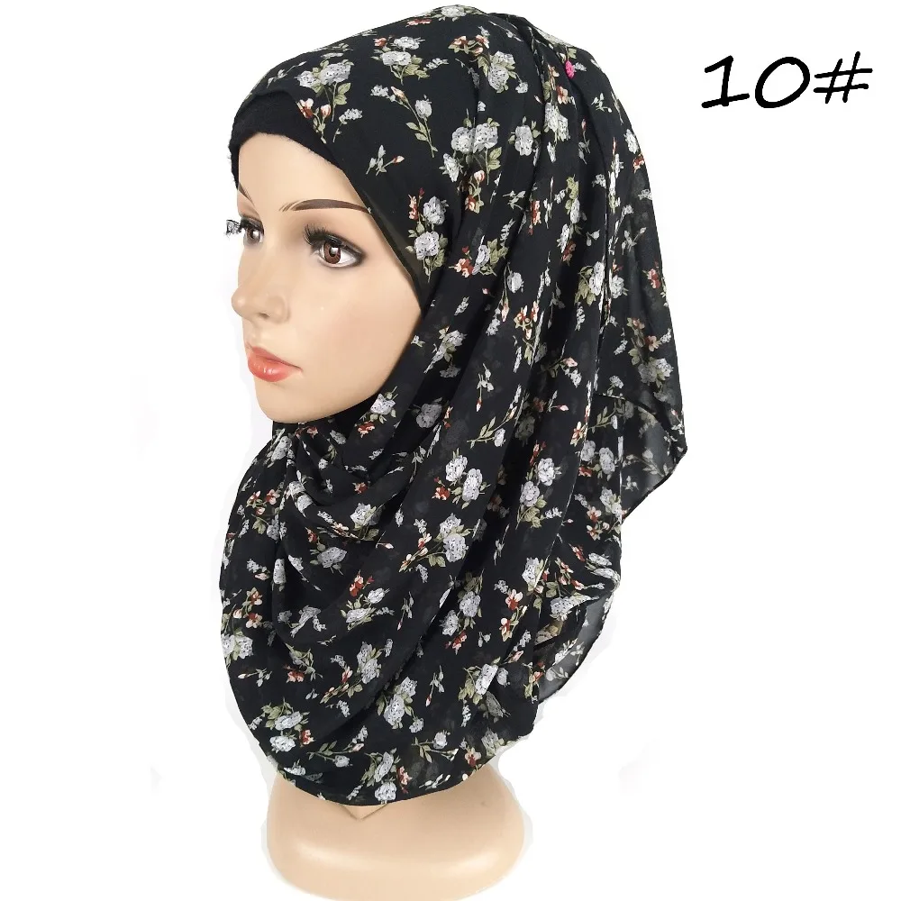 S12 10 шт высокого качества цветок Печатный жемчуг пузырь шифон хиджаб шарф платок мусульманский тюрбан головная повязка твердая тяжелая ткань