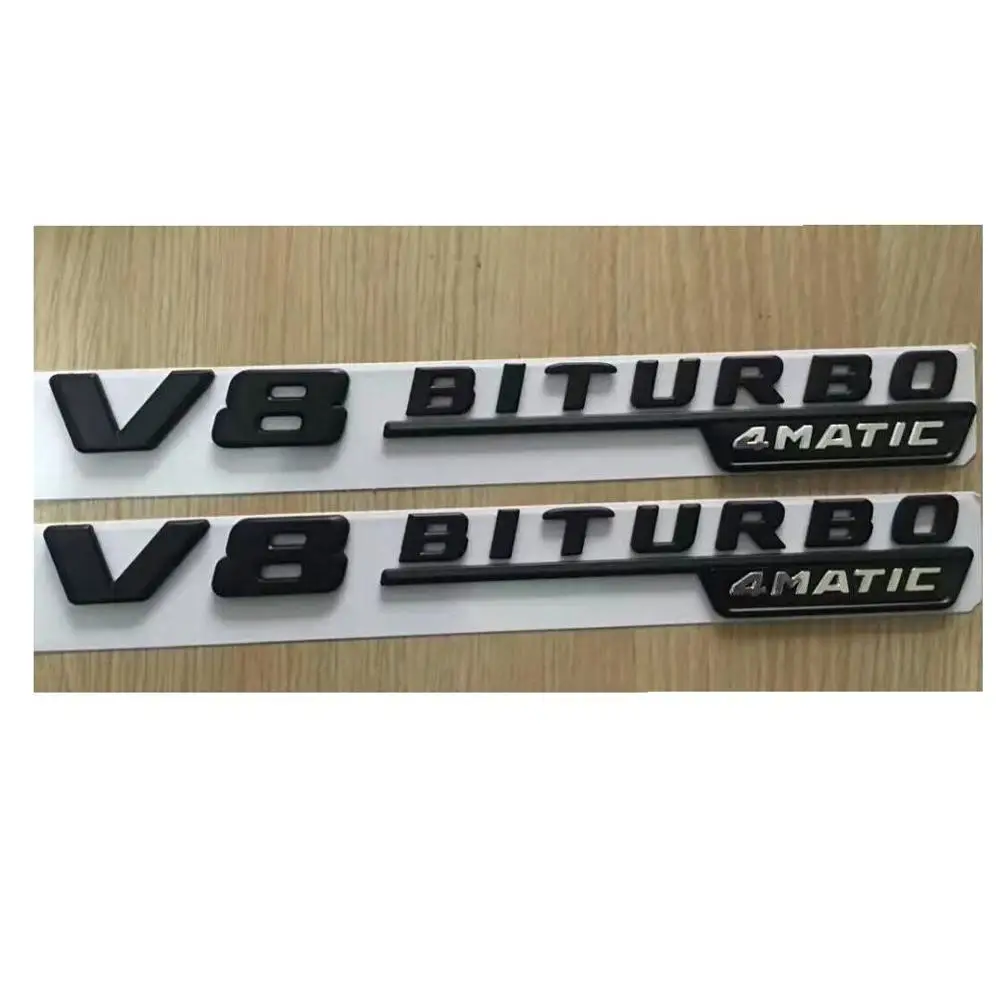 2 шт. и черными буквенными принтами для V8 BITURBO 4matic крыло эмблемы значки Mercedes Benz